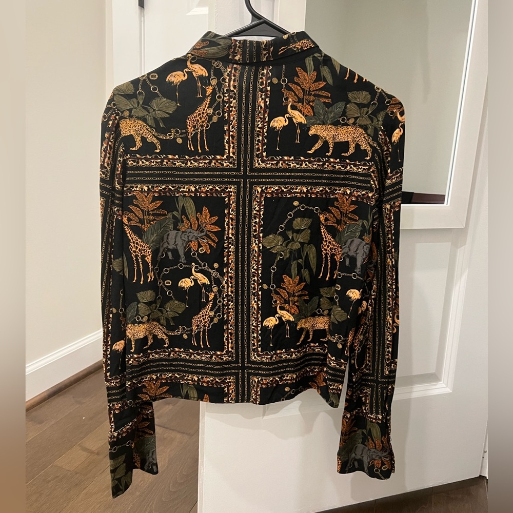 Zara Animal Print Button Down Shirt - Picture 3 of 5